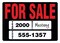 COSCO Vehicle FOR SALE Sign, 10" x 14", Static Cling with Preprinted Year, Model and Phone Area, Black Sign with Red Imprint, Static Cling Numbers Included, 1 each